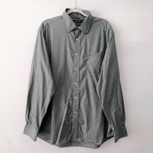 Nautica Mens Gray Pinstriped Long Sleeve Wrinkle Resistant Dress Shirt Size XL